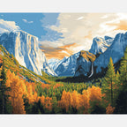Yosemite National Park Paint by Numbers Kit design preview showing the full artwork layout before painting