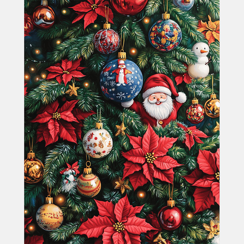 Yuletide Ornaments Paint by Numbers Kit design preview showing the full artwork layout before painting